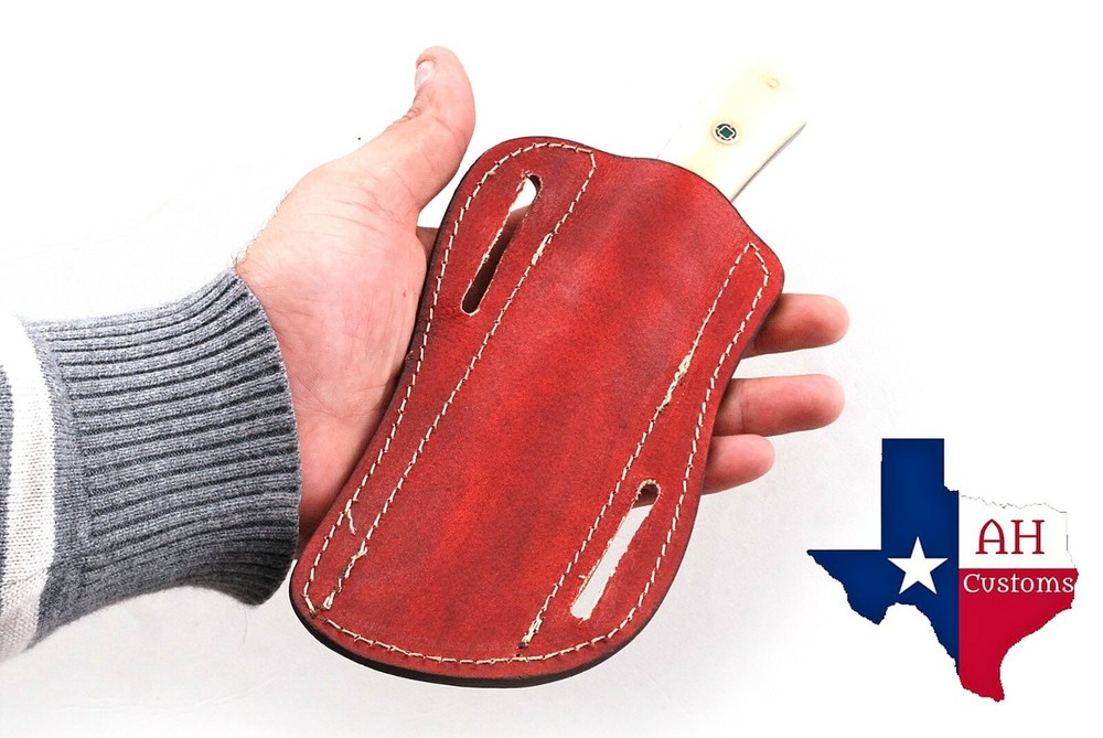 CUSTOM MADE PURE LEATHER HAND ENGRAVED HORIZONTAL SHEATH FOR FIXED BLADE KNIFE 9