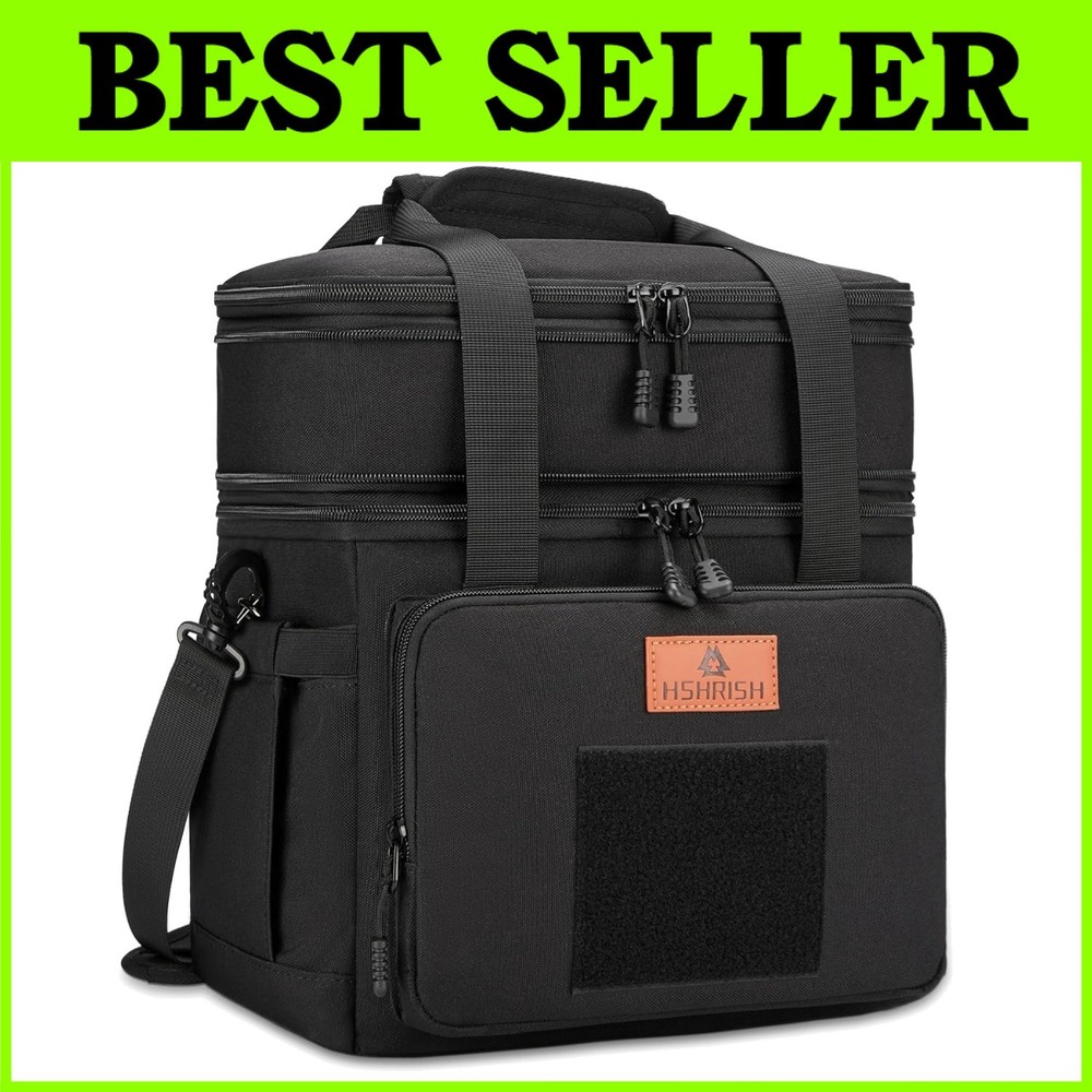 Durable Expandable Lunch Bag for Work Office, 36 Cans, Black