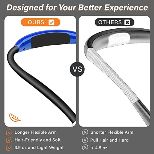 Rechargeable LED Neck Reading Light, Book Lights for Reading in Bed, 3 Blue