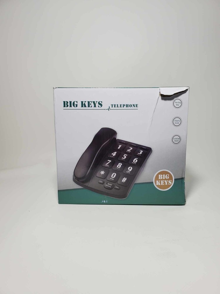 BIG KEYS Large Buttons, Volume Control, Speed Dial Memory Telephone Black -NEW