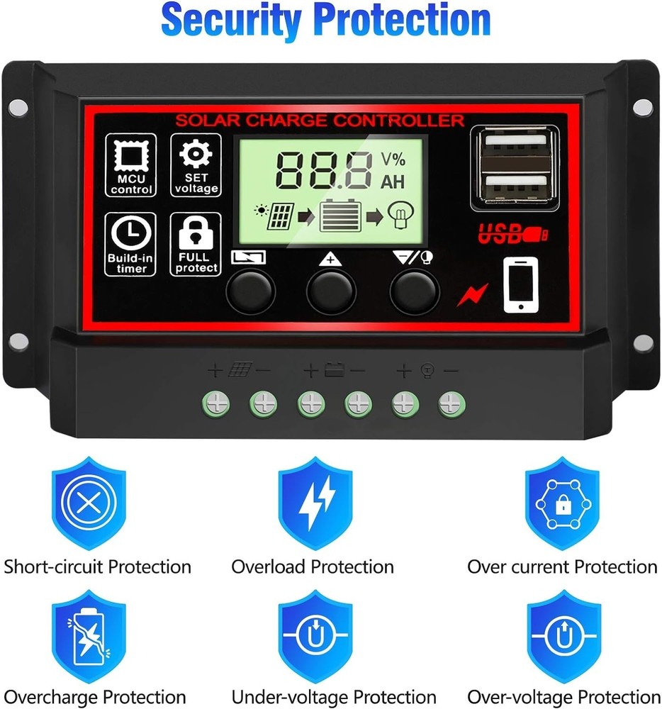 30A Solar Charge Controller with LCD – Efficient & Safe for Lead-Acid Batteries