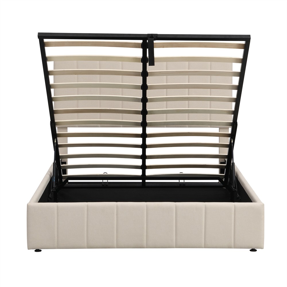 Full Size Bed Frame Upholstered Platform Bed with Hydraulic Storage System New