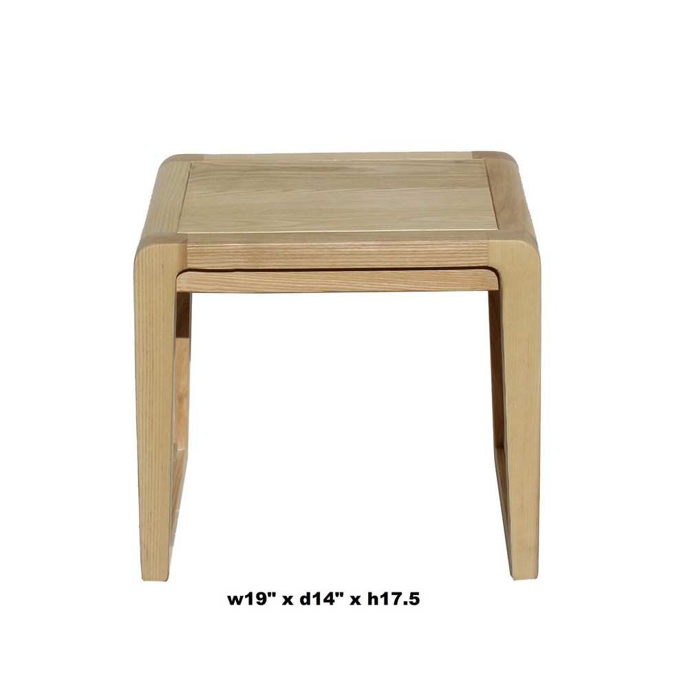Light Natural Raw Wood Minimalist Lattice Pattern Stool Table cs6049