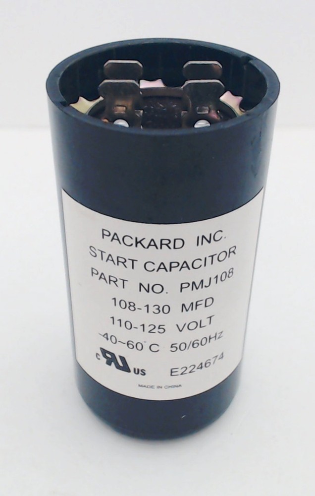 PMJ108-1, Packard Start Capacitor, Round, 108-130 Mfd., 110-125 Volt