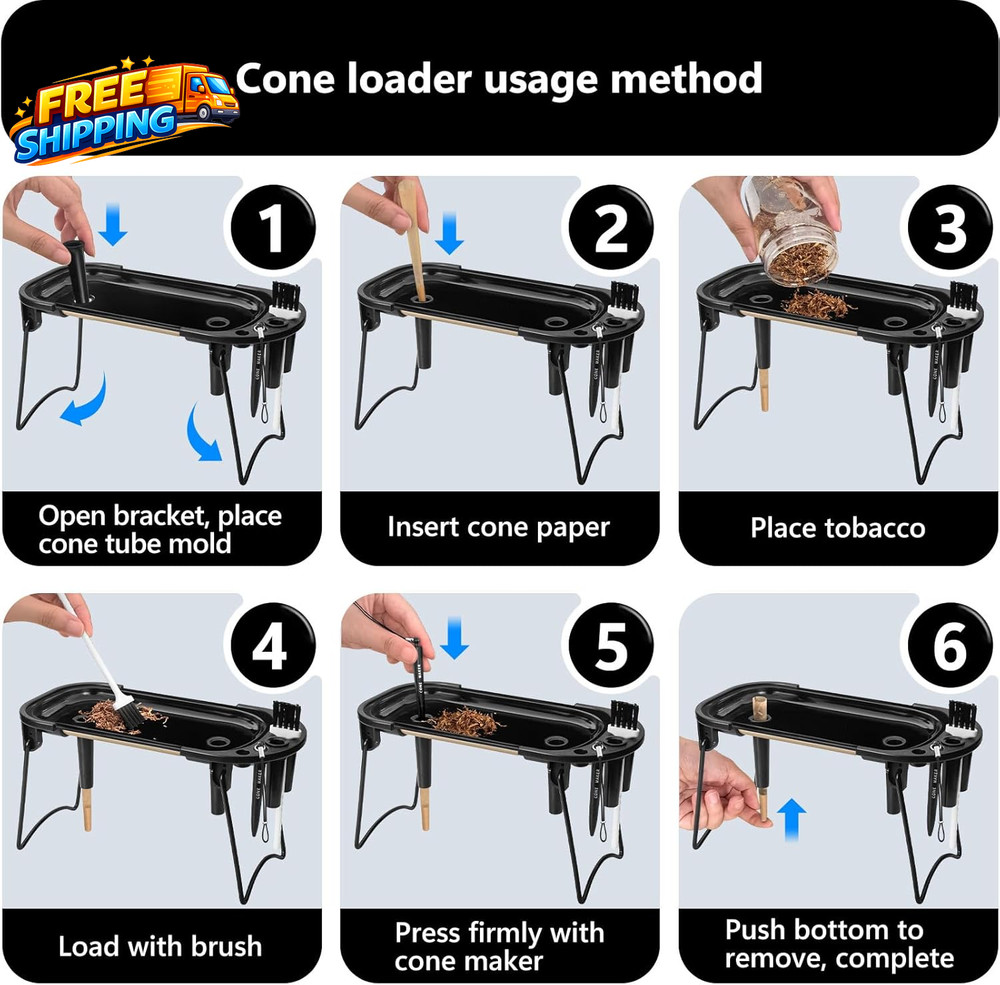 Foldable Rolling Tray Set with Cone Loader Cone Filler Roller - Pre Roll Machine
