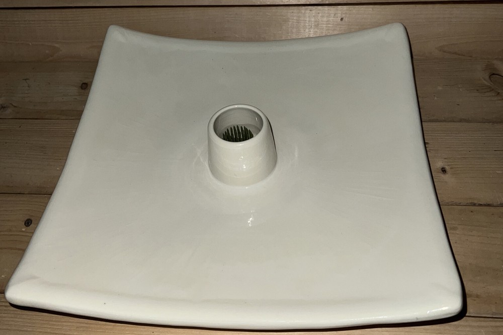 Pottery Ikebana Ware White Square Flat Vase Flower Server