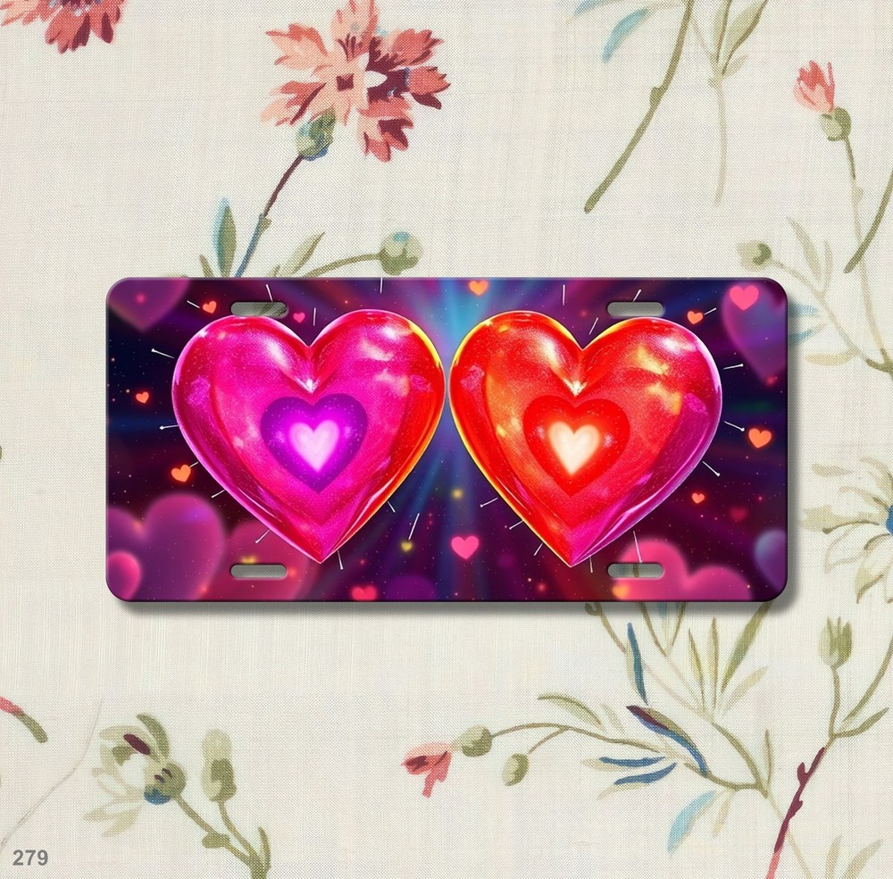 Modern Hearts License Plate Your Text Front Plate Holiday Gift