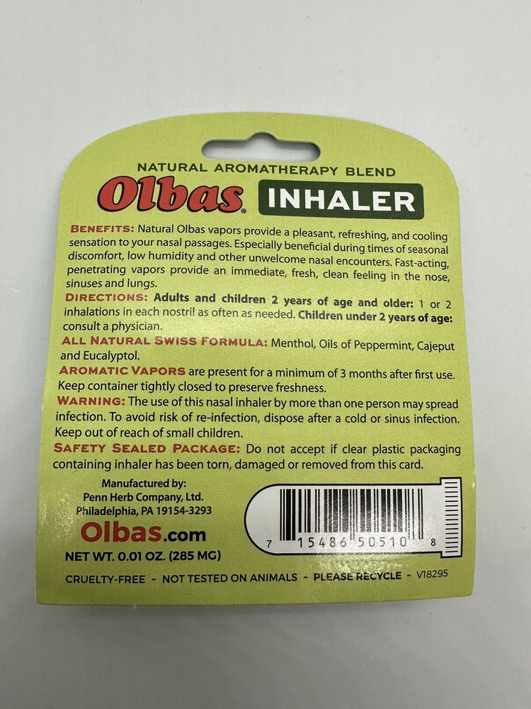 4 Olbas Inhaler Natural Aromatherapy Blend .01oz Ea
