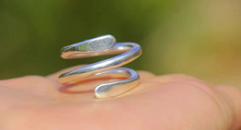 925 Sterling Silver, Solid Silver, Band Ring, Unisex, Wrap Ring