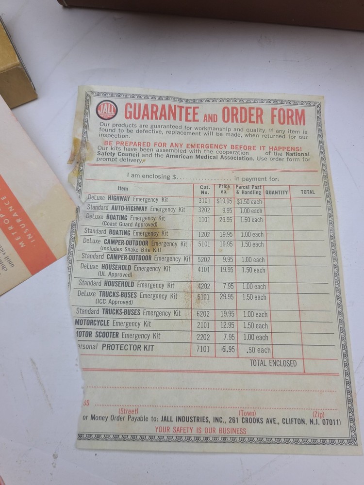 Vintage Highway Emergency Kit W Leather Case & Complete First-Aid kit