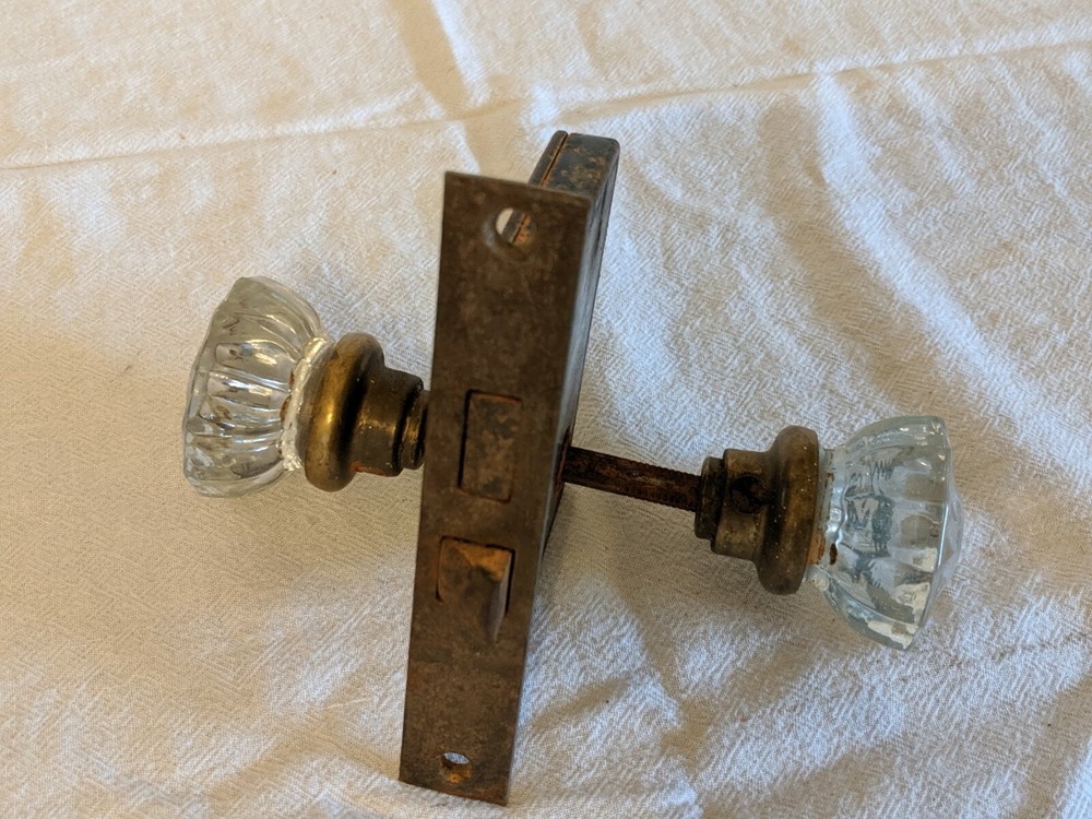 Antique Pair Glass Doorknobs