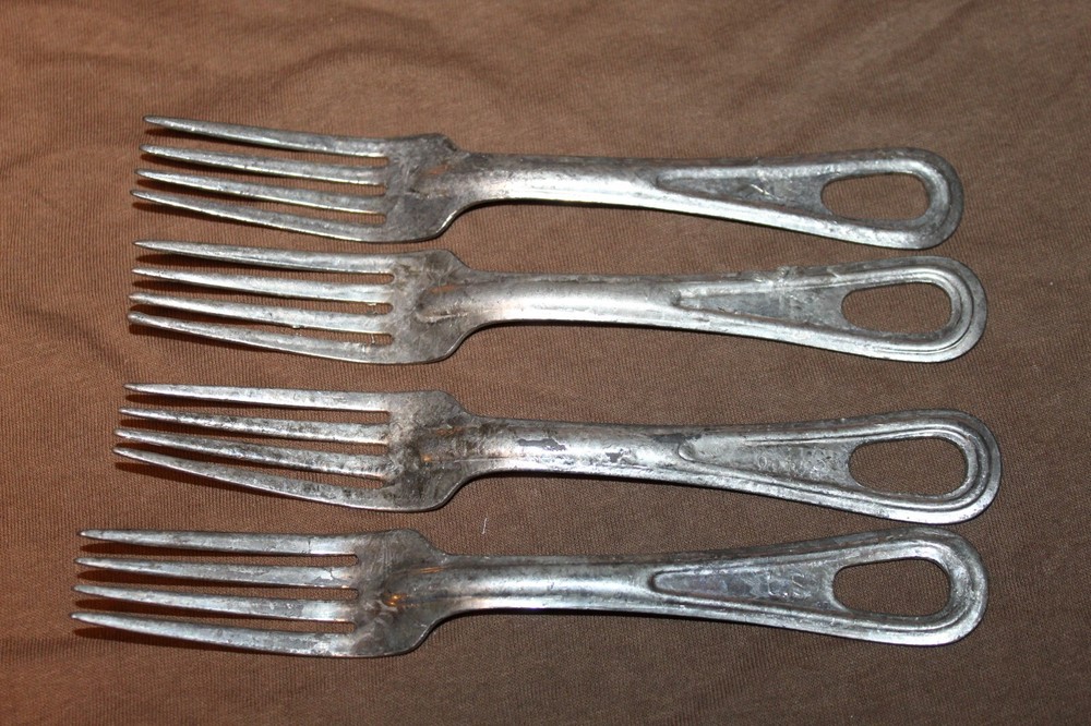 1-Original WW1 U.S. Army Mess Kit Galvanized Steel Fork