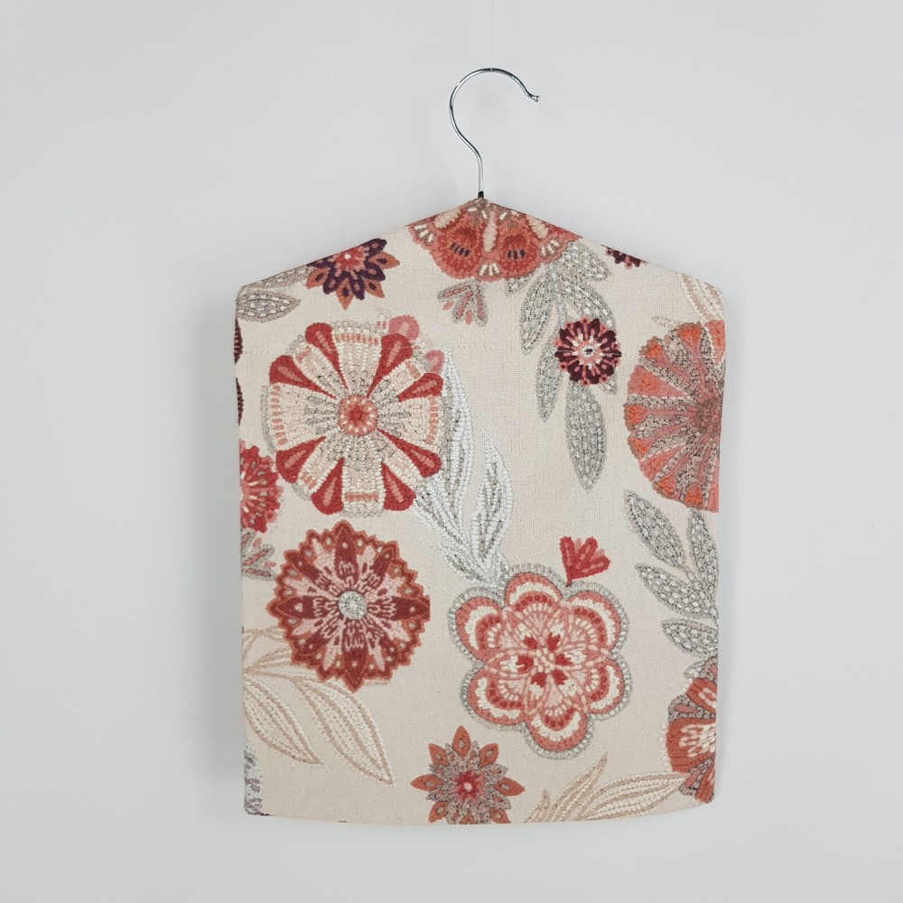 Peg Bag Handmade Cream Raspberry Flowers Lined Laundry Clothes Peg Holder