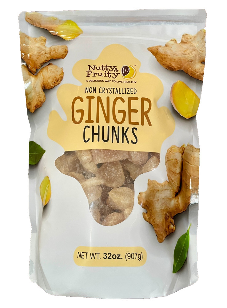 2-Pack Nutty & Fruity Dried Non-Crystallized Ginger Chunks Snacks 32oz/Each
