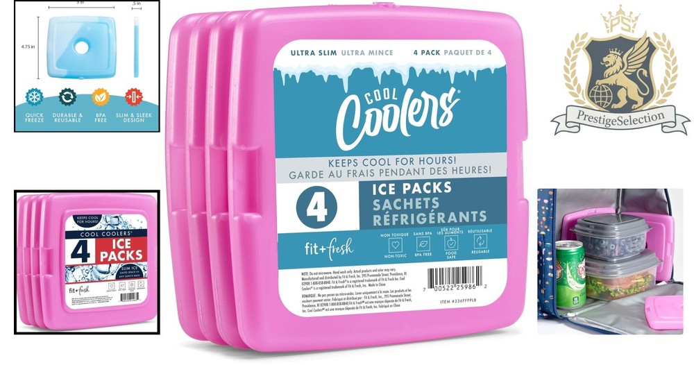 Quick Freeze 4 Pack Slim Ice Packs – Versatile & Non-Toxic Cooling Solution