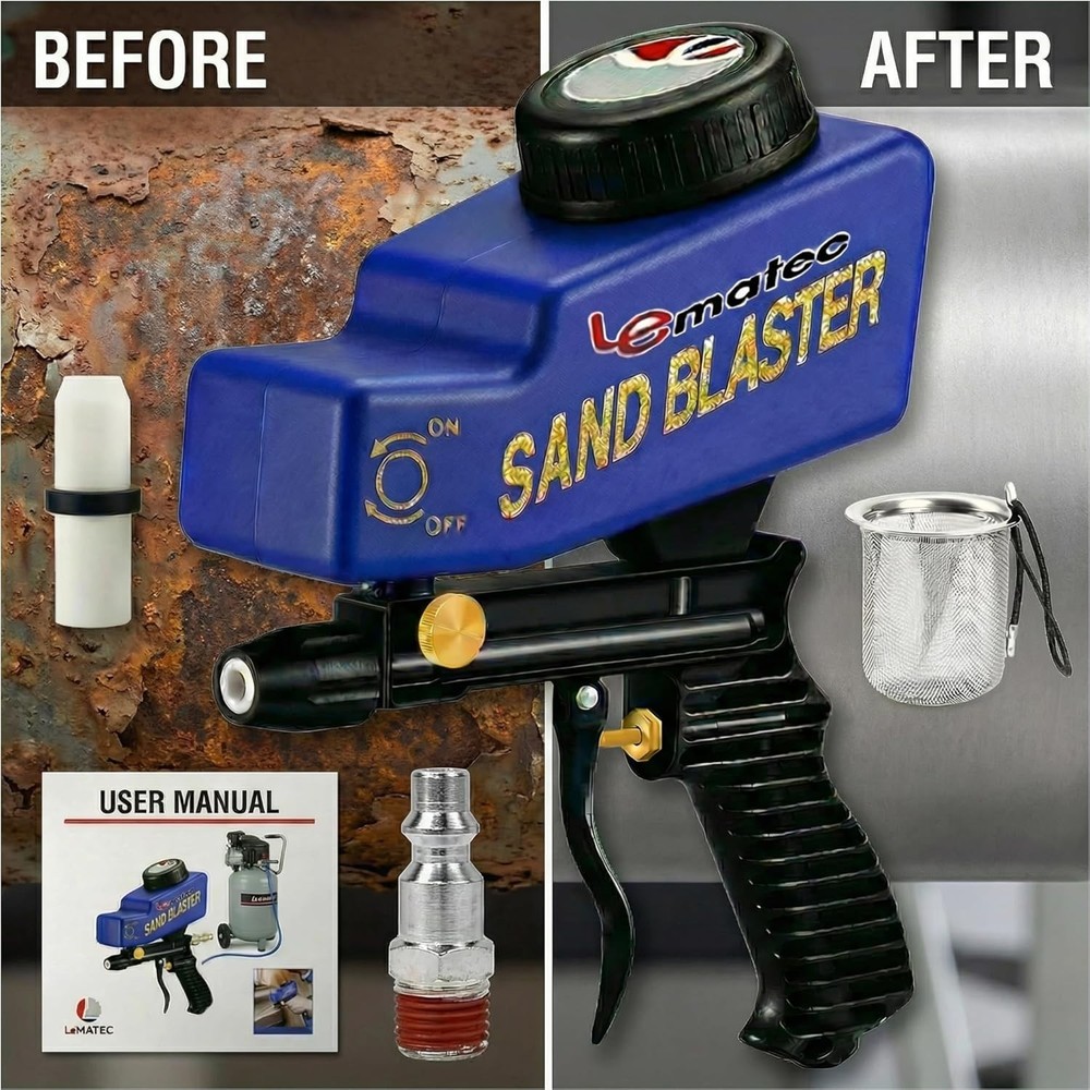 150 PSI Portable Sand Blaster Kit - Optimal for Rust Removal & Glass Etching