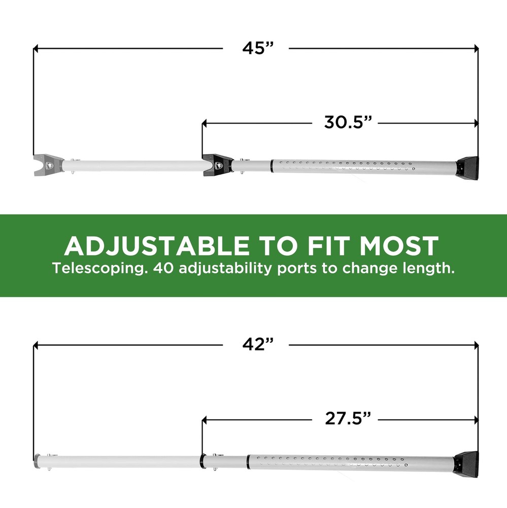 Sliding Door Security Bar, Jammer 2-in-1 Adjustable, 2 Pack, White