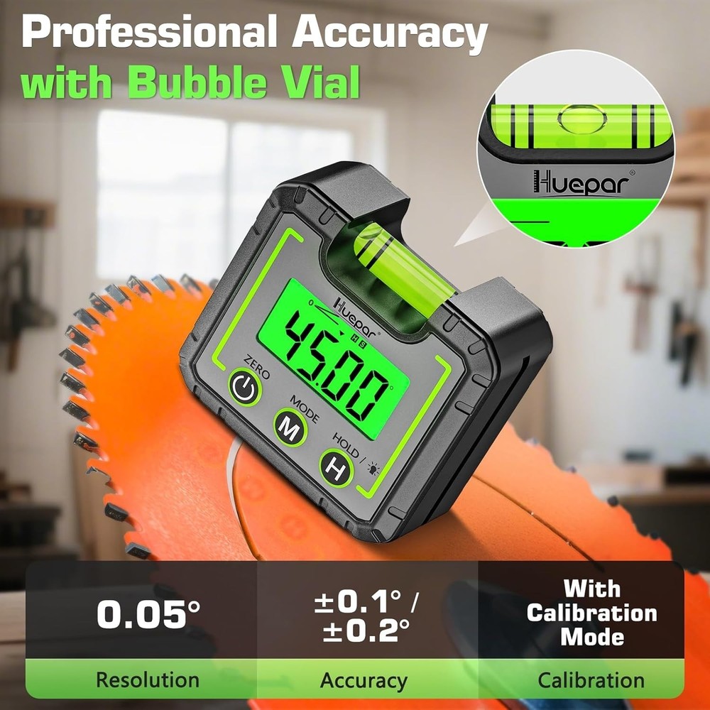 Compact Inclinometer with Backlit Display & Hold Function for Easy Measurements
