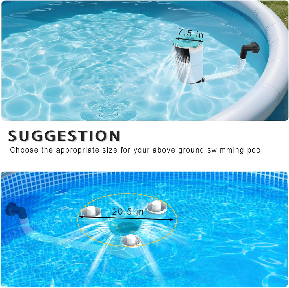 Surface Float Skimmer for above Ground Pools, Automatic Floating Skimmer with 10