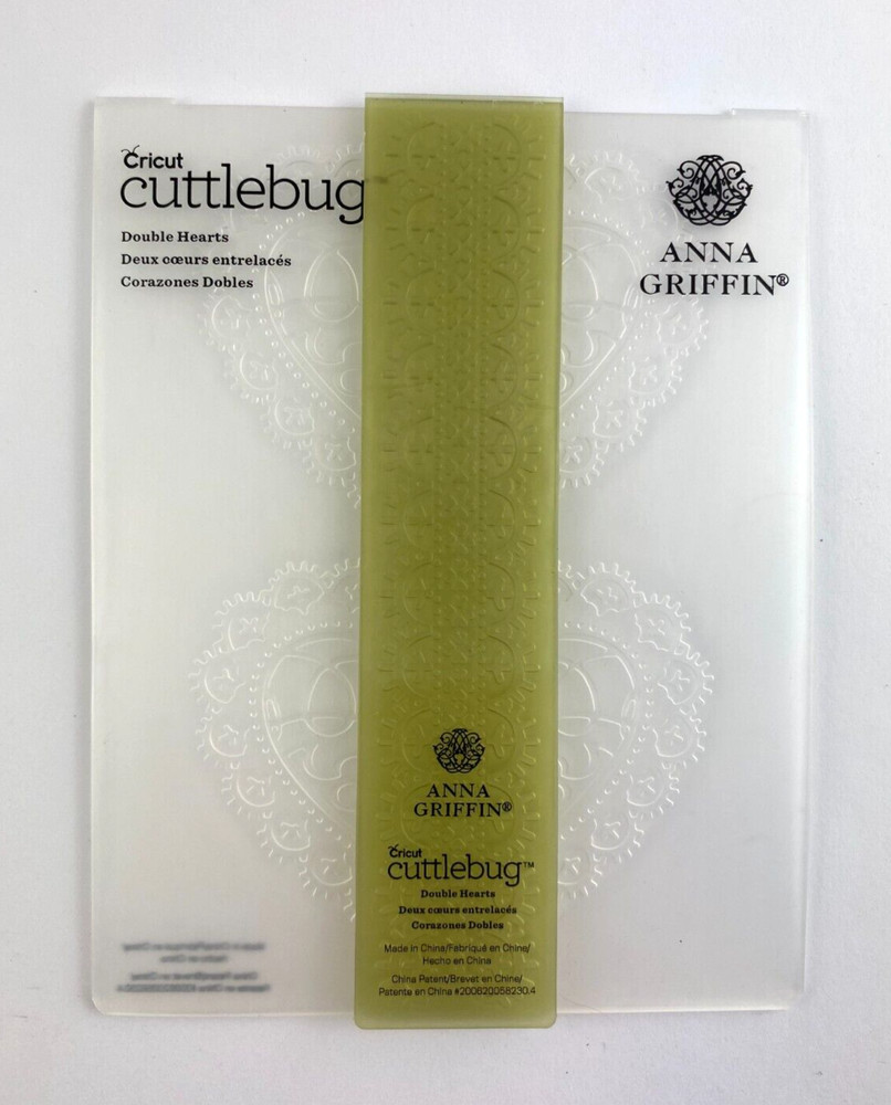 Anna Griffin Cuttlebug Cricut - DOUBLE HEARTS -  Embossing Folder