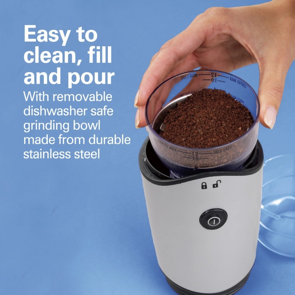 Electric Coffee Grinder, 12 Cups, Silver