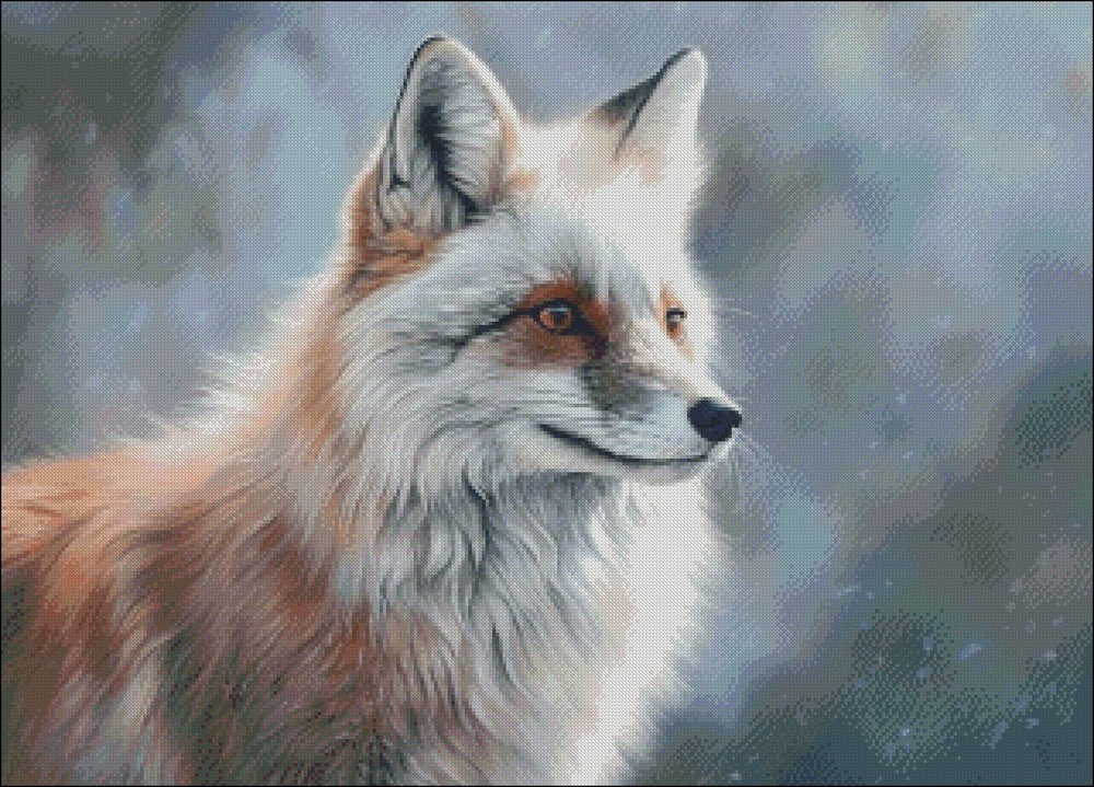 Snow Fox - Chart Counted Cross Stitch Patterns Needlework DIY DMC Color 14 ct