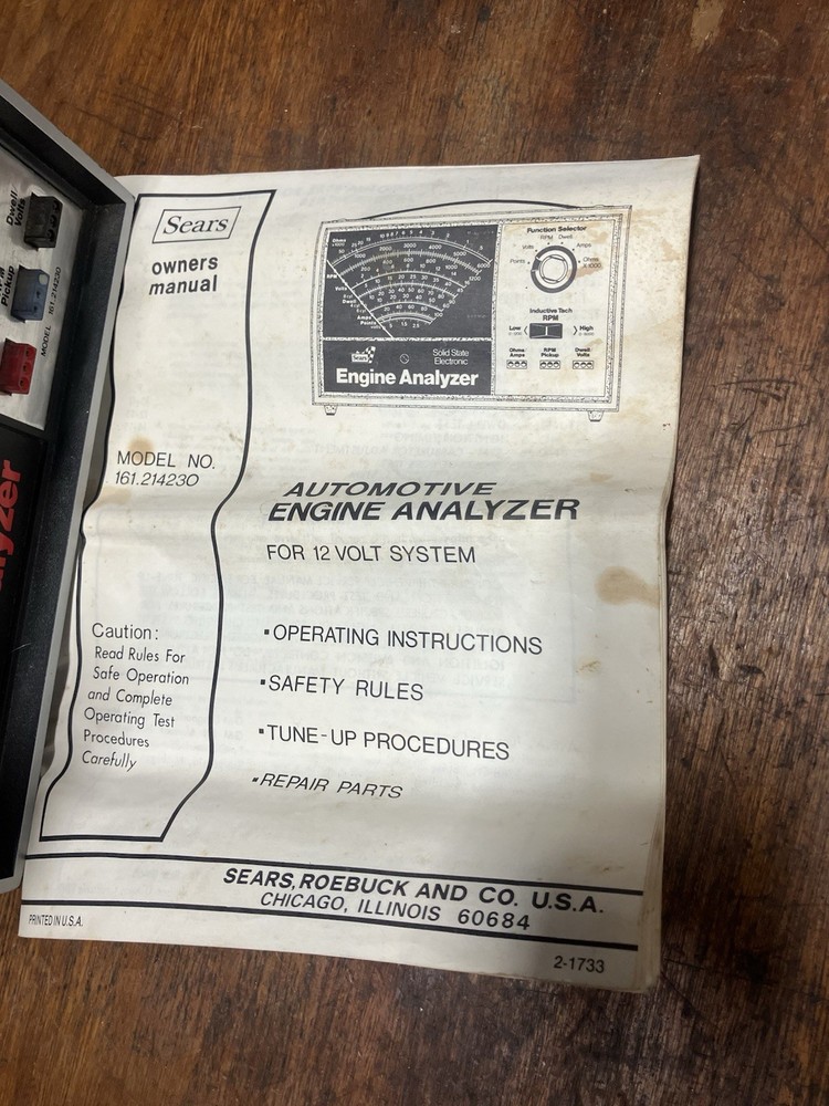 Sears Model 161.214230 Solid State Electronic Engine Analyzer Vintage Untested