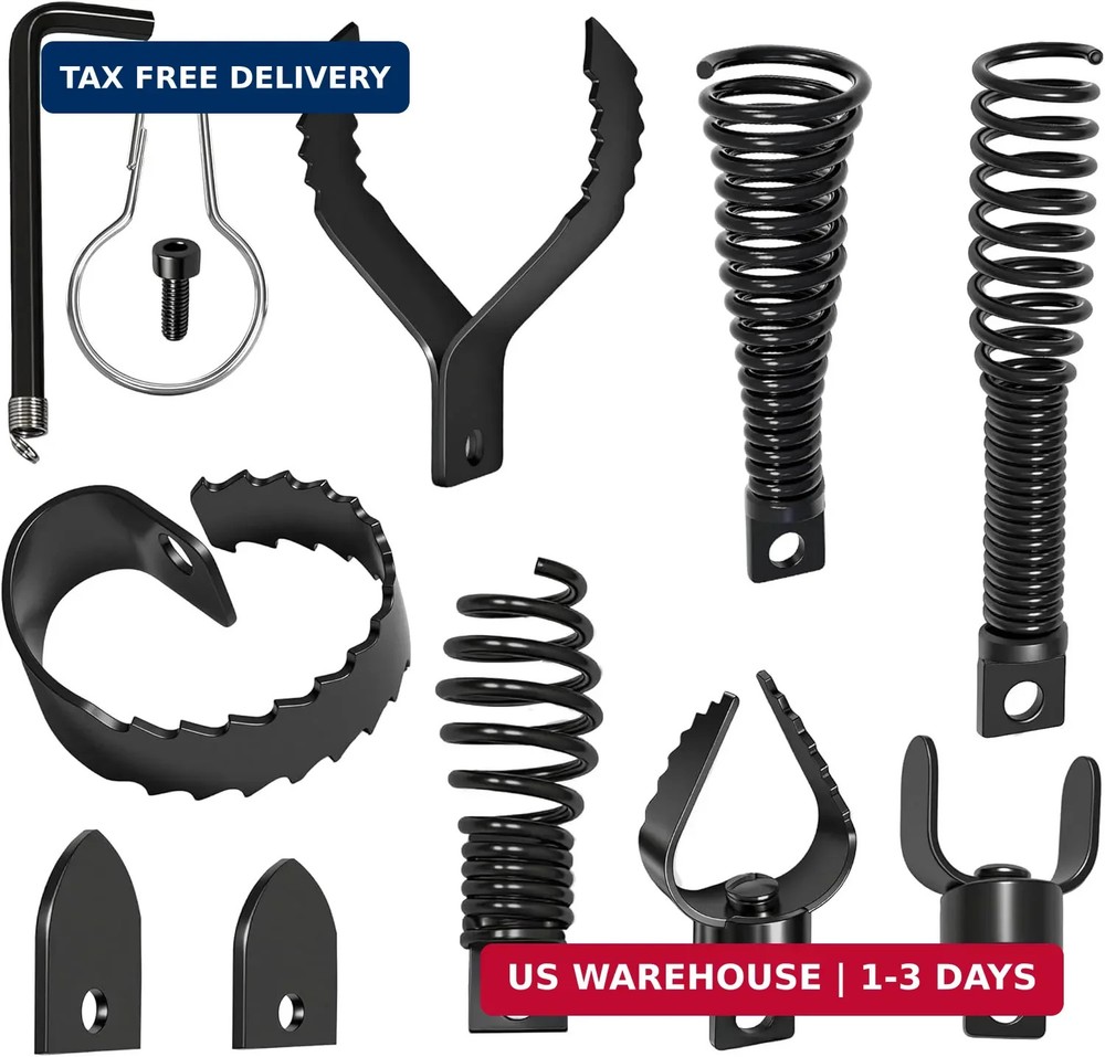 9 PCS Drain Snake Drill Attachment,Drain Cleaner Combination Cutter Head,Root Cu