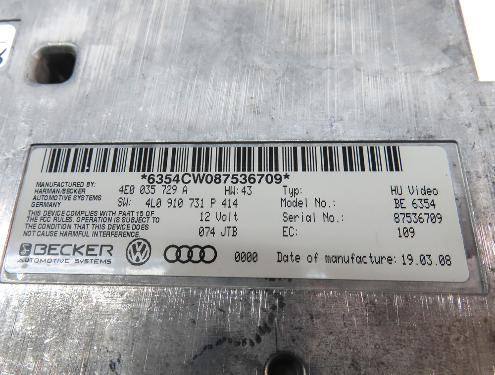 2008 AUDI Q7 (4L) MMI MULTIMEDIA INTERFACE CONTROL MODULE