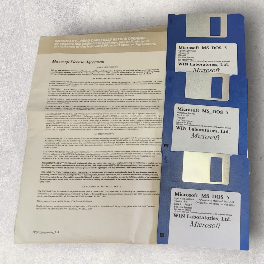 Microsoft MS-DOS Version 5.0 WIN Laboratories COMPLETE System Disk & Users Guide