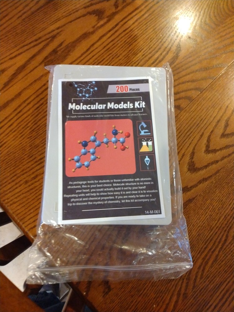 MOLECULAR MODELS KIT Molecular Model Kit, 3D Plastic, 200 pcs.