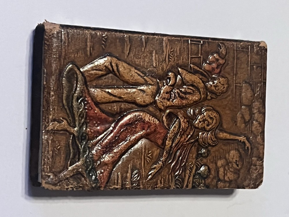 Vintage Figural Match Holder Devil Risqué Barware 3D Carved Matchbox Case