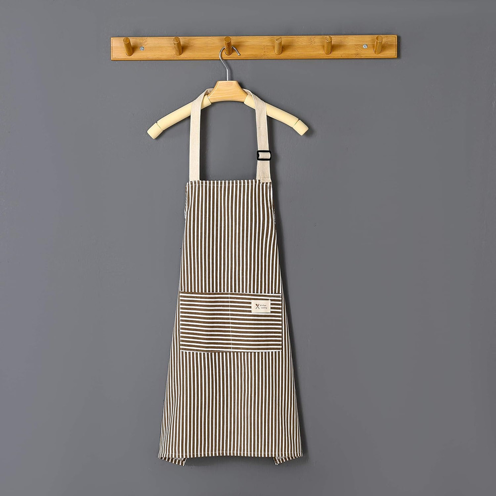 Aprons 2 Pack Adjustable Bib Aprons with 2 Pockets Cotton Linen Cooking Kitchen