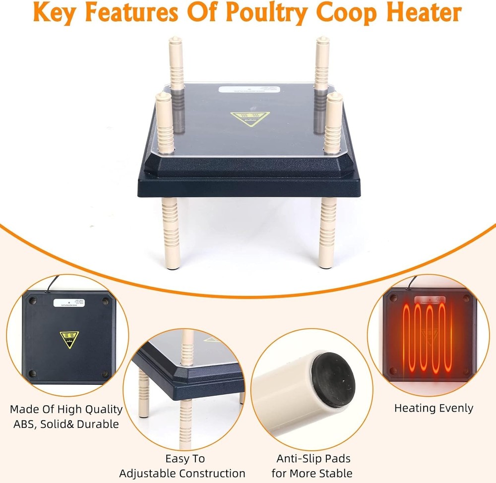 Durable Chick Brooder Heater 10" x 10" with Adjustable Heights for Cozy Warmth