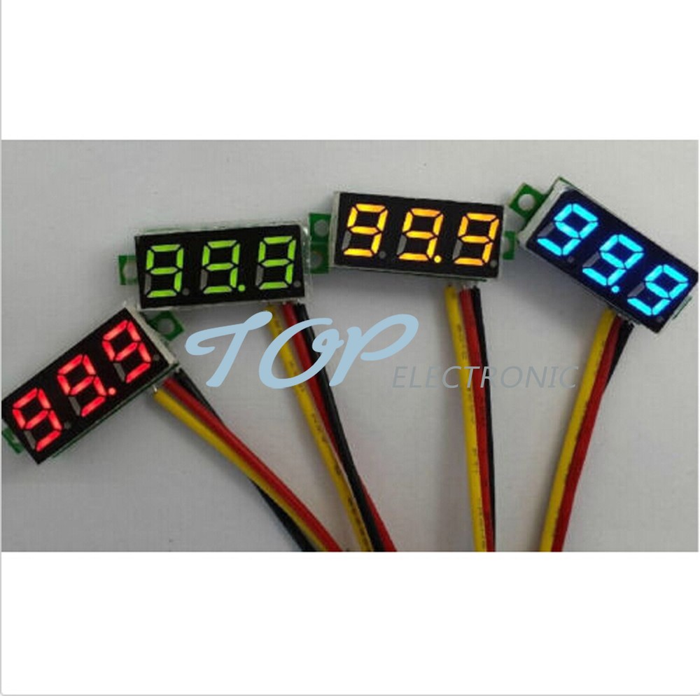 2pcs Mini DC 0-100V Red LED 3-Digital Display Voltage Voltmeter Panel Motor M90