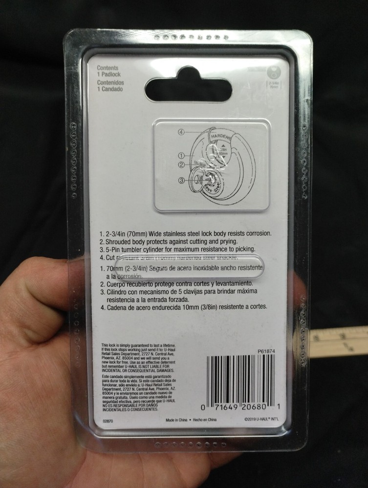 U-HAUL 02870 Maximum Security Stainless Storage Lock