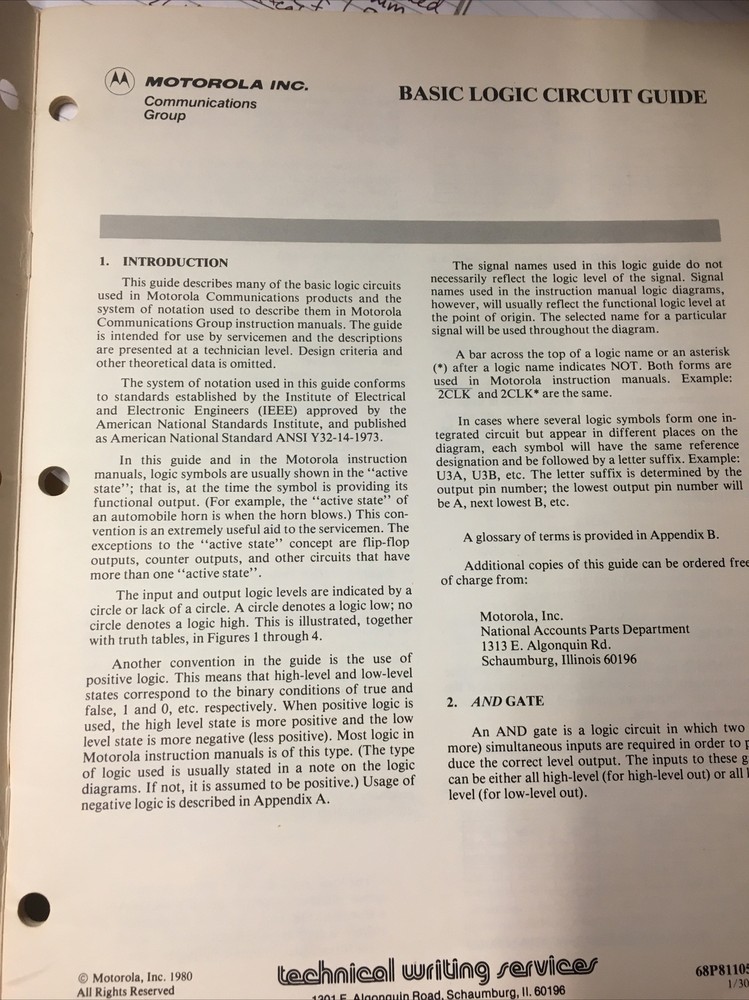 Basic Logic Circuit Guide Motorola Inc.