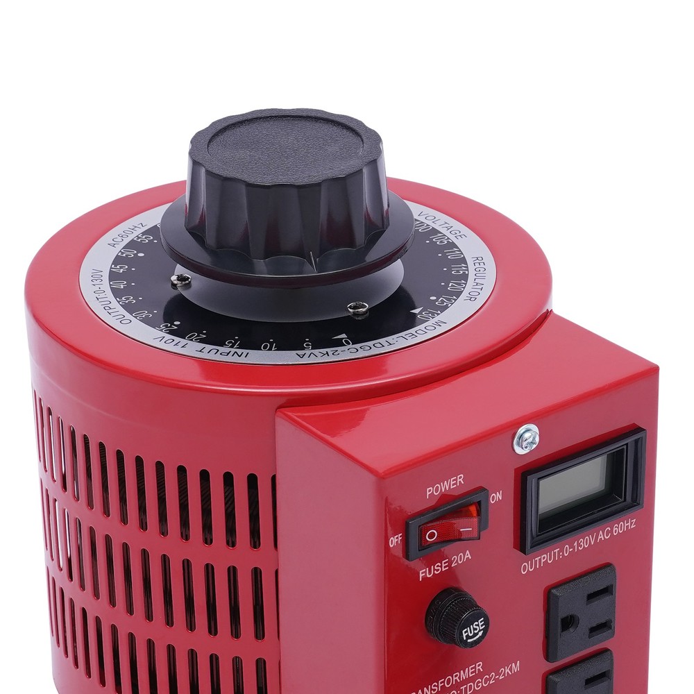 AC 0-130V Variac Transformer Variable Red Voltage Regulator Metered 2000VA 20Amp