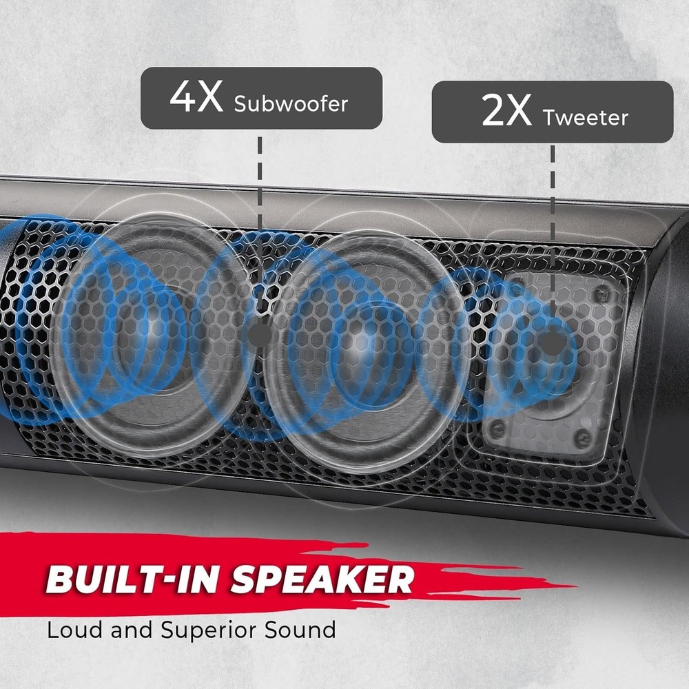 Waterproof 28” Sound Bar for UTVs & Golf Carts with Remote Control & Bluetooth