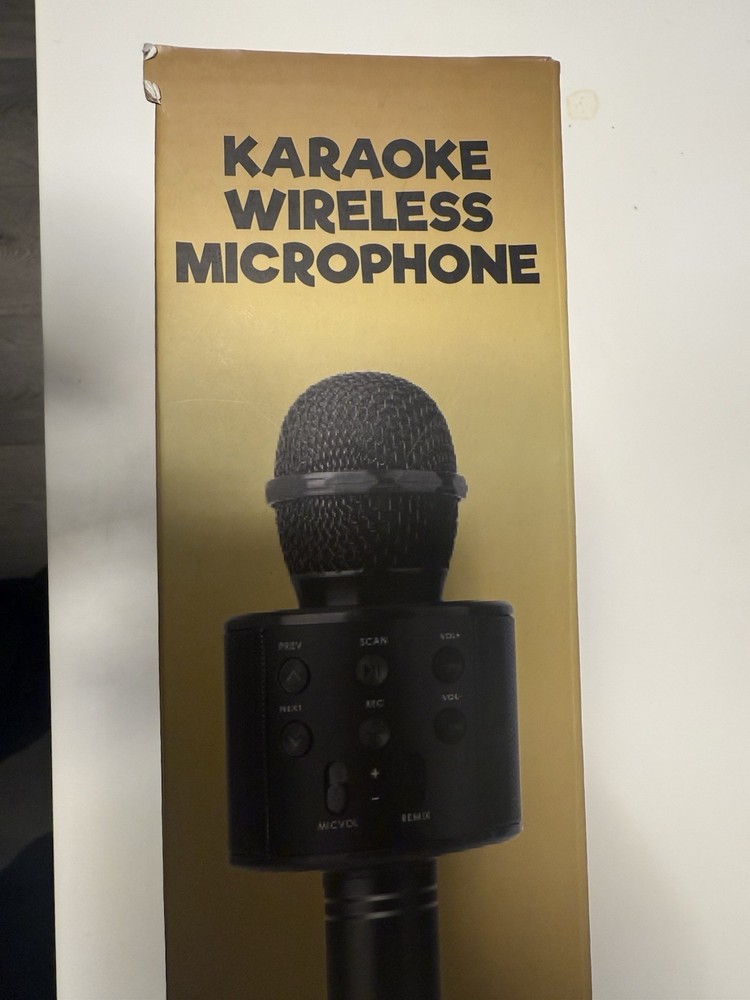 Bluetooth Wireless Karaoke Microphone Black Handheld Cordless Volume Control
