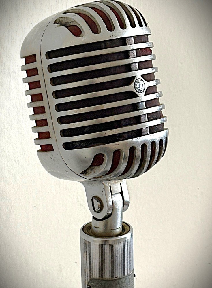 1950's Shure 556B Dynamic Microphone, working, includes adapter cable-stand-HEAR