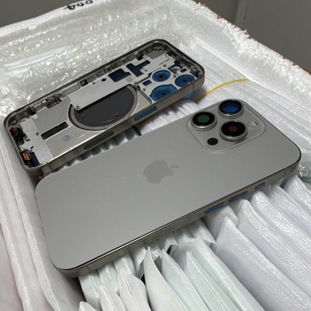Apple iPhone 15 Pro Silver Housing Frame / Back Glass Replacement