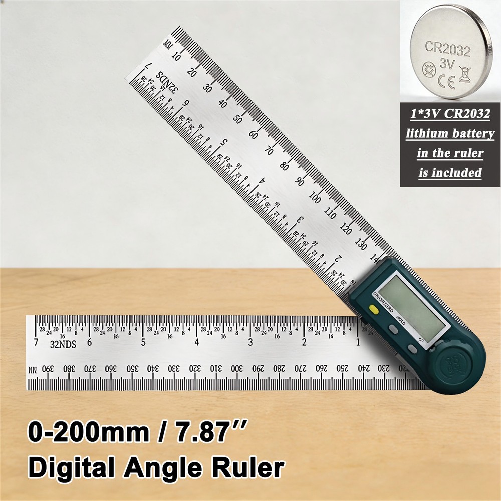 200mm/7.8'' Protractor Digital Angle Finder Ruler with Locking Function for ADAS