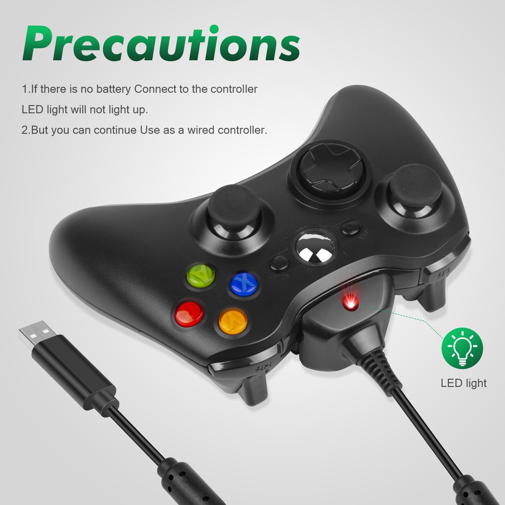 2 Battery Pack Charger Dock USB Cable For Microsoft Xbox 360 Wireless Controller