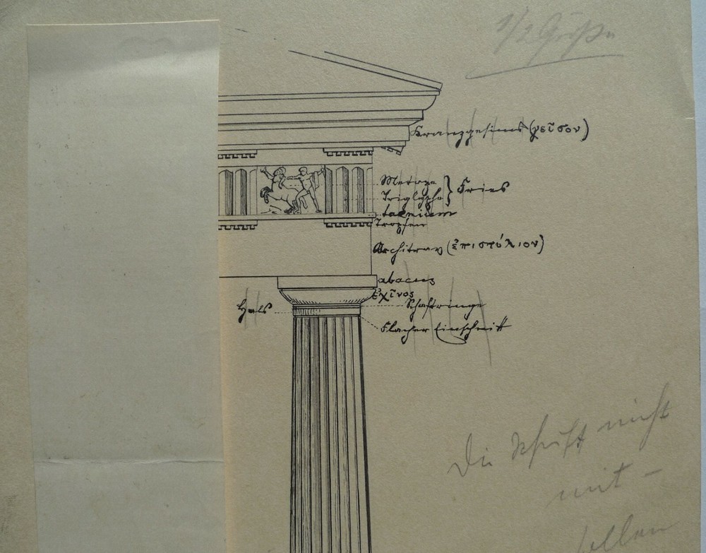 Drawing Curt Agthe Berlin 1898 "Doric column"