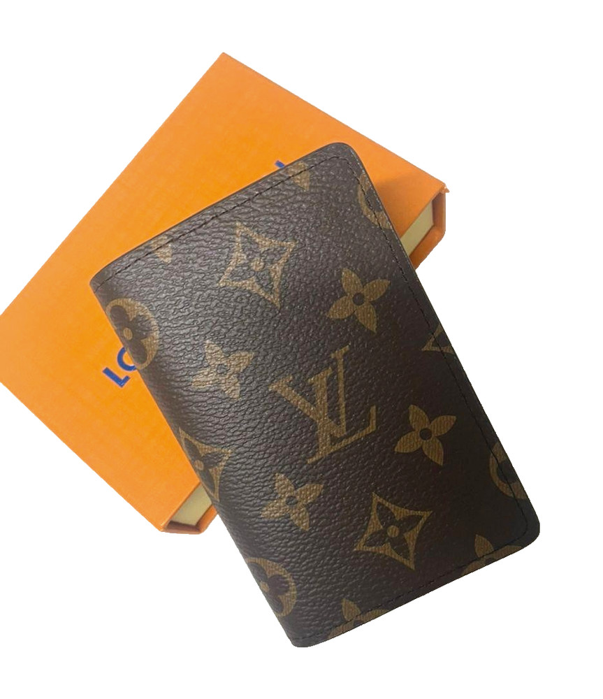 LV Louis Vuitton Pocket Organizer Monogram Eclipse Brown