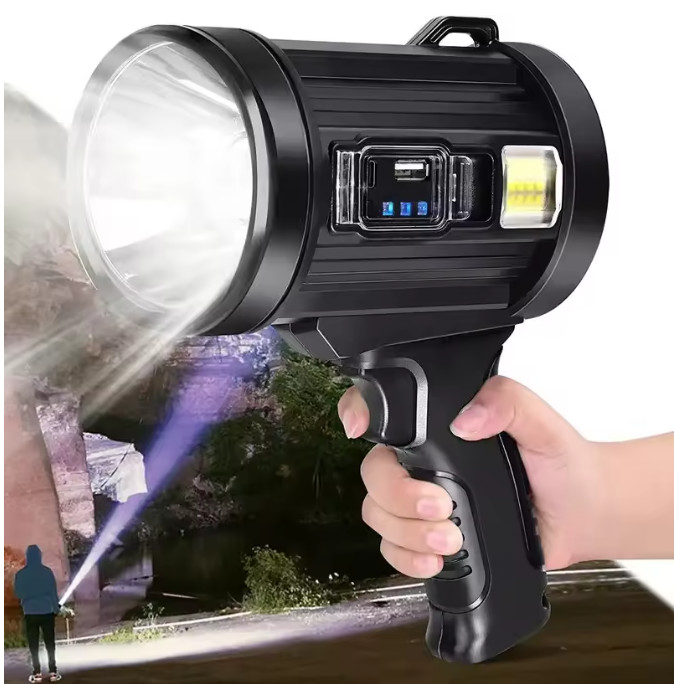 90000LM Bright Flashlight Searchlight LED USB Rechargeable Spotlight Handheld