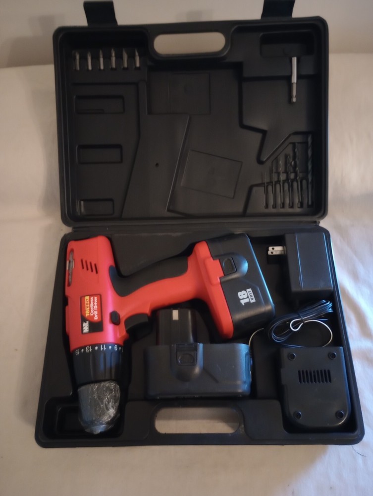MIT 73247, 18v Variable Speed Cordless Drill Driver Set, Case, Bits, Batteries
