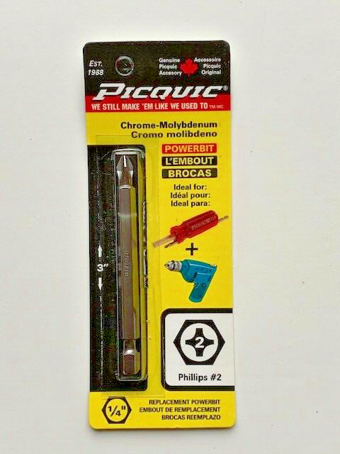 PICQUIC Powerbit - #2 Phillips Screwdriver Bit - 3" x 1/4" Hex