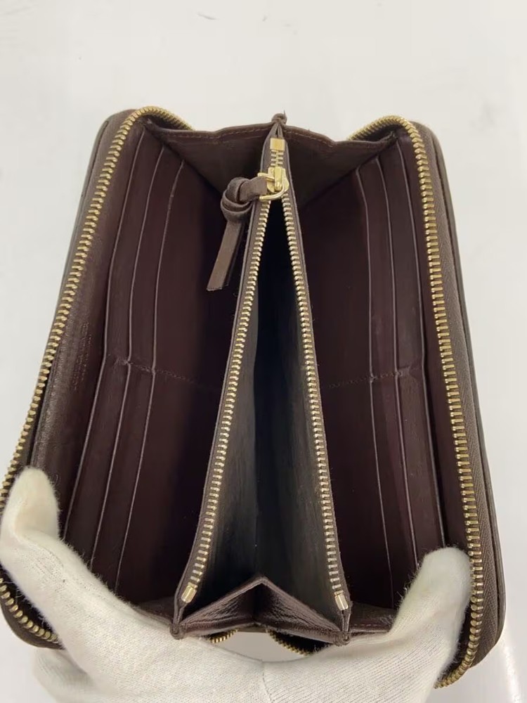 BOTTEGA VENETA Long Wallet Leather Brown Plain Men's